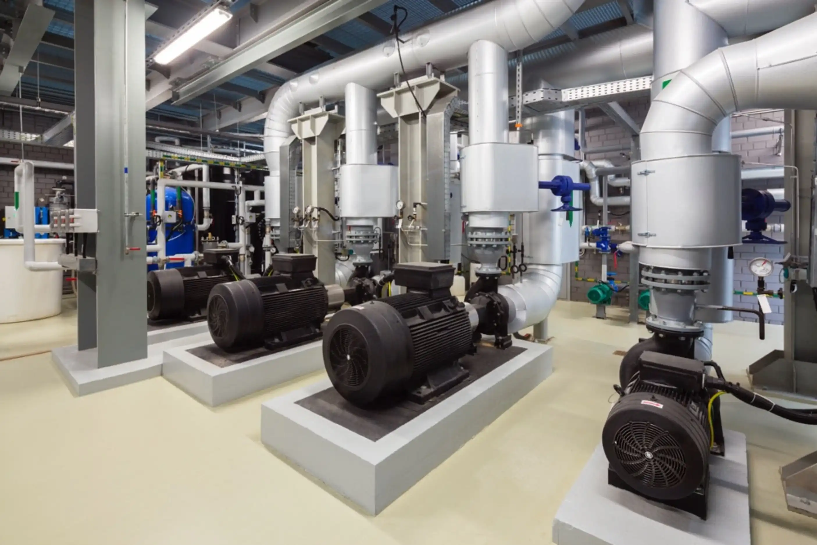 Pump room with insulated process pipework